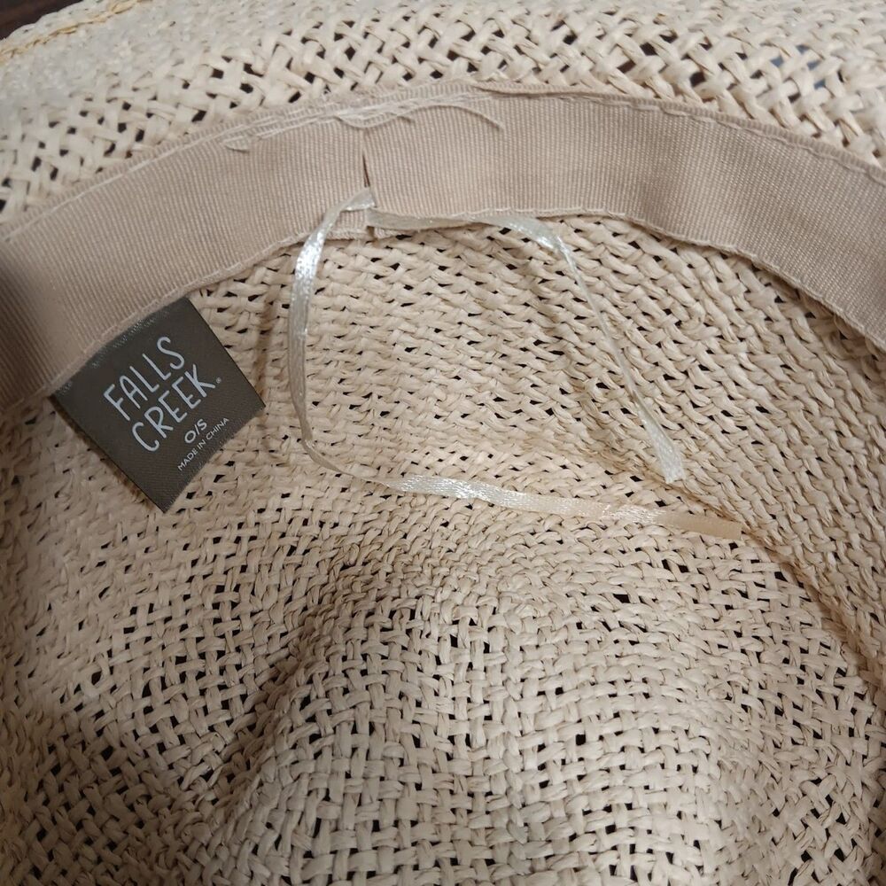 FALLS CREEK BEIGE PAPER STRAW WIDE BRIM SUN HAT WOMEN'S OS ONE SIZE - Picture 5 of 6